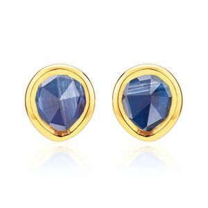 Monica Vinader Blue Siren Mini Stud Earrings EUC 18k Gold Vermeil & Kyanite
